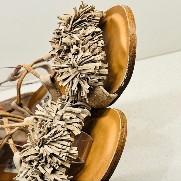 Steve Madden Swizzle Flat Sandals Natural Suede Leather Lace Up Gladiator Sz 7.5 - Picture 11 of 15